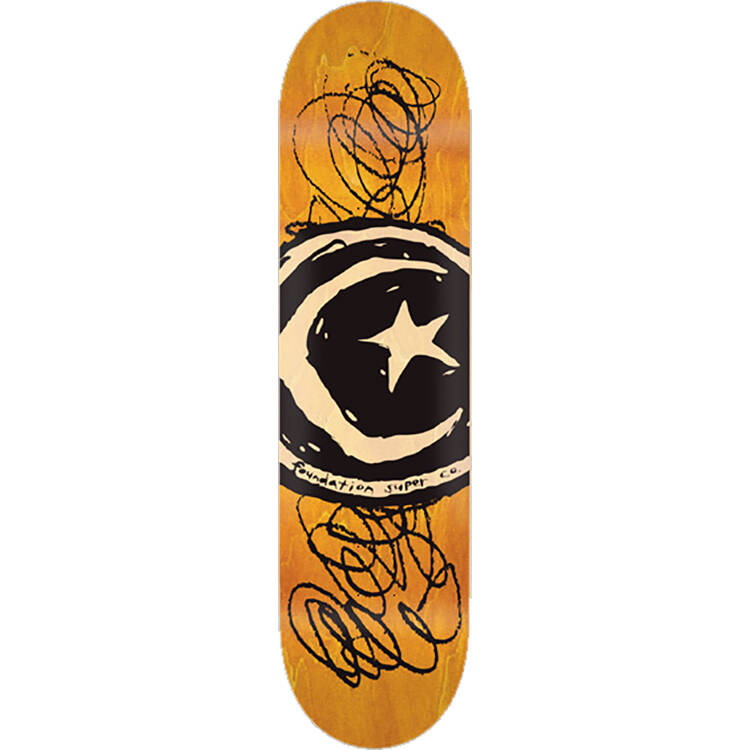 Foundation Star & Moon Scribble Skateboard Deck - 7.75"