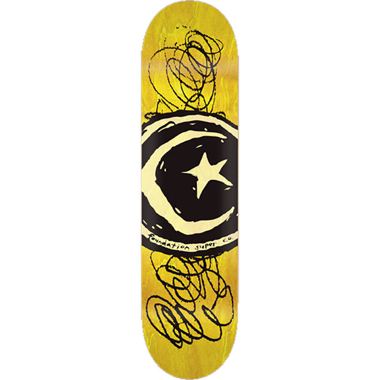 Foundation Star & Moon Scribble Skateboard Deck - 8.38"
