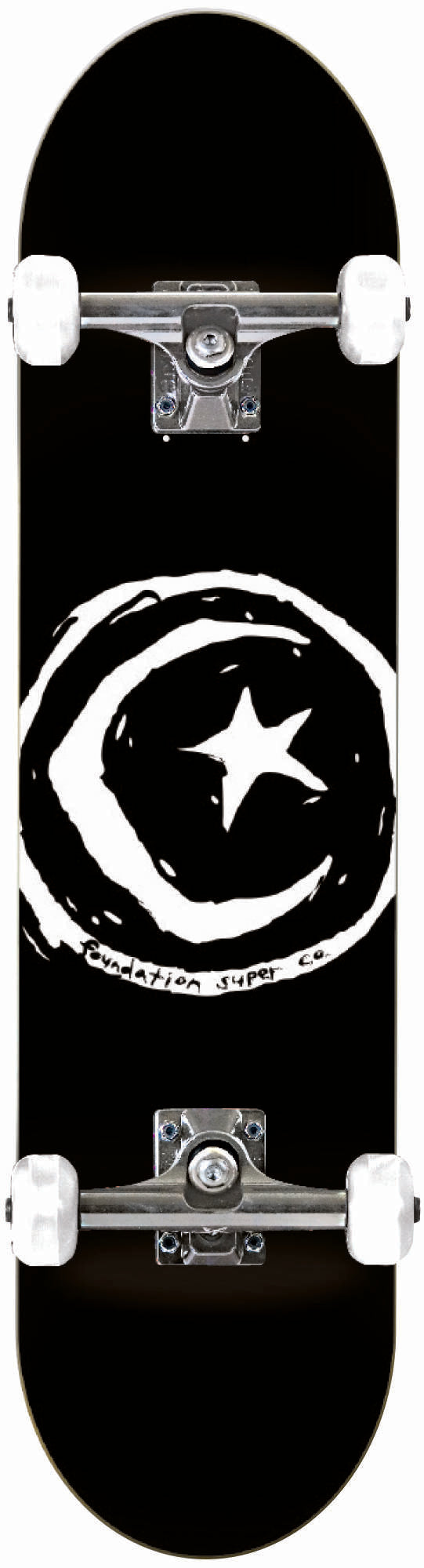 Foundation Star &amp; Moon Complete Skateboard - Black 8''