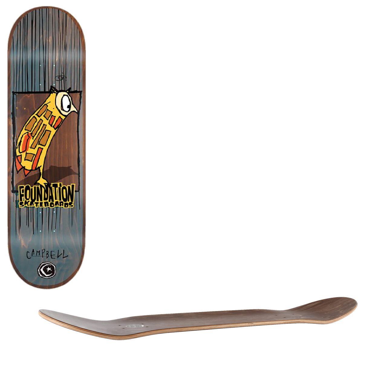 Foundation Campbell Owl Skateboard Deck - 8.38"