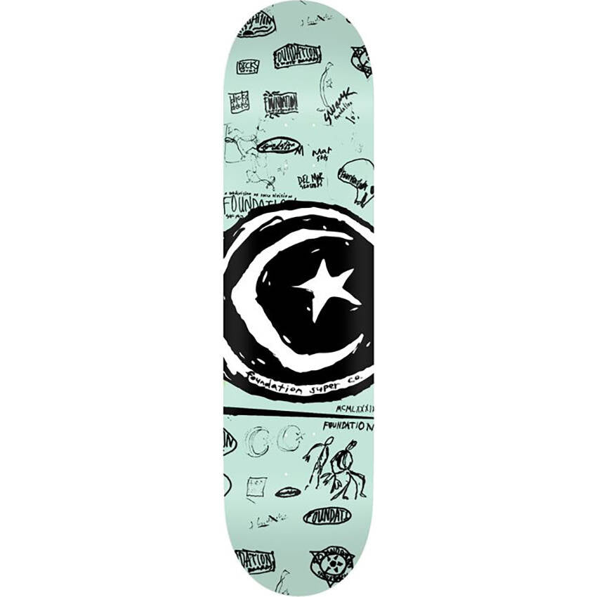 Foundation Star & Moon Doodle Skateboard Deck - 8.75"