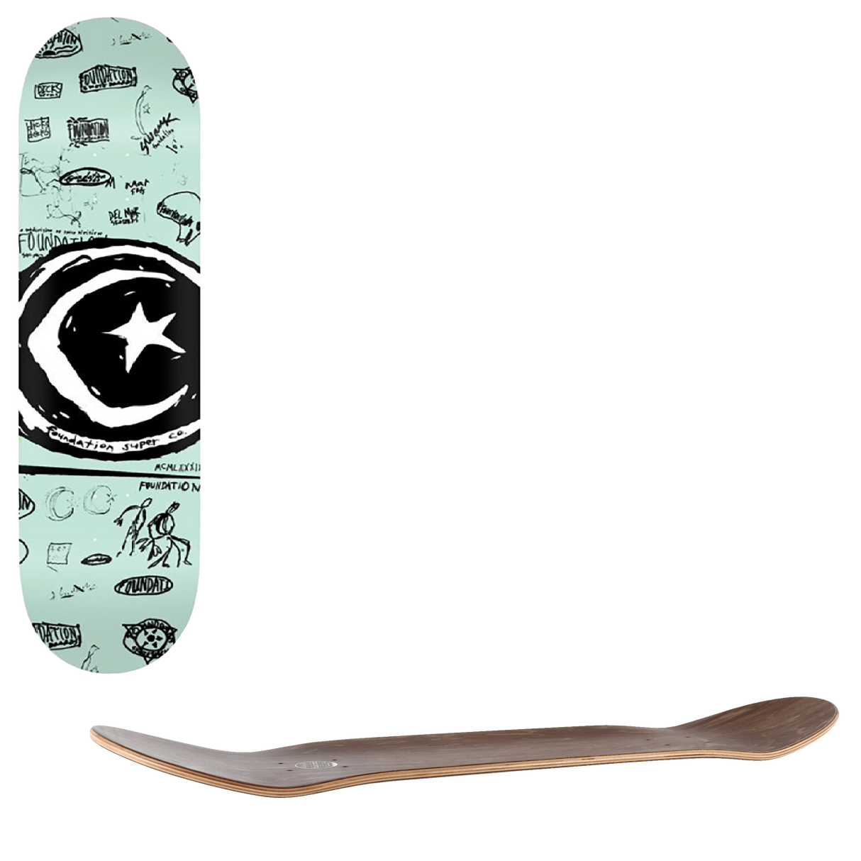 Foundation Star & Moon Doodle Skateboard Deck - 8.75"
