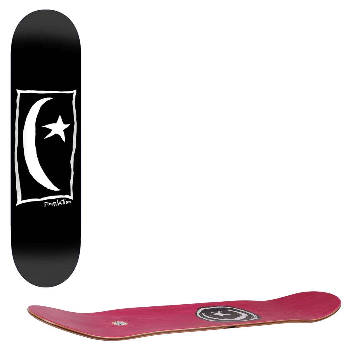 Foundation Star & Moon Square Skateboard Deck - Black 8.25''