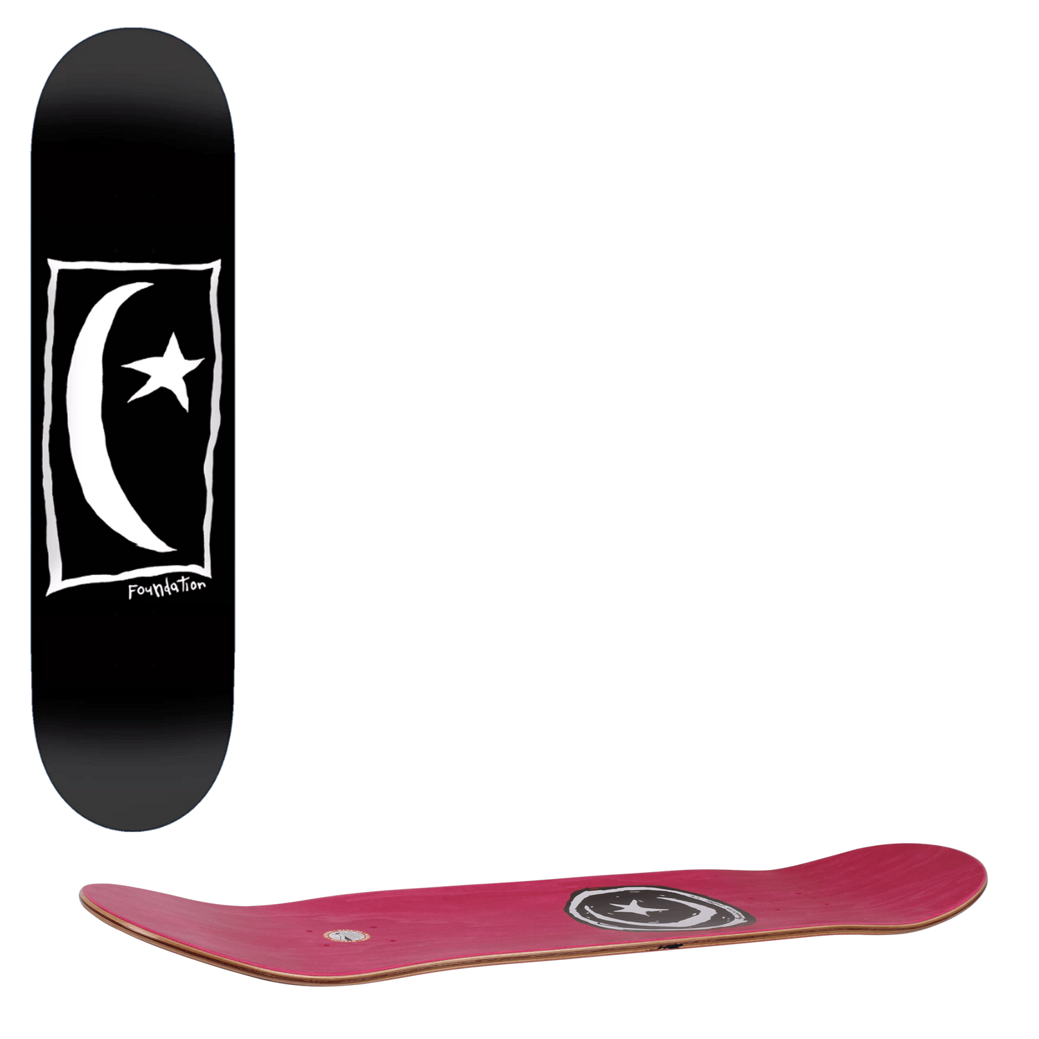 Foundation Star & Moon Square Skateboard Deck - Black 8.25''