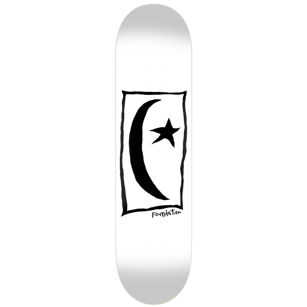 Foundation Star &amp; Moon Square Skateboard Deck - White 8.5''