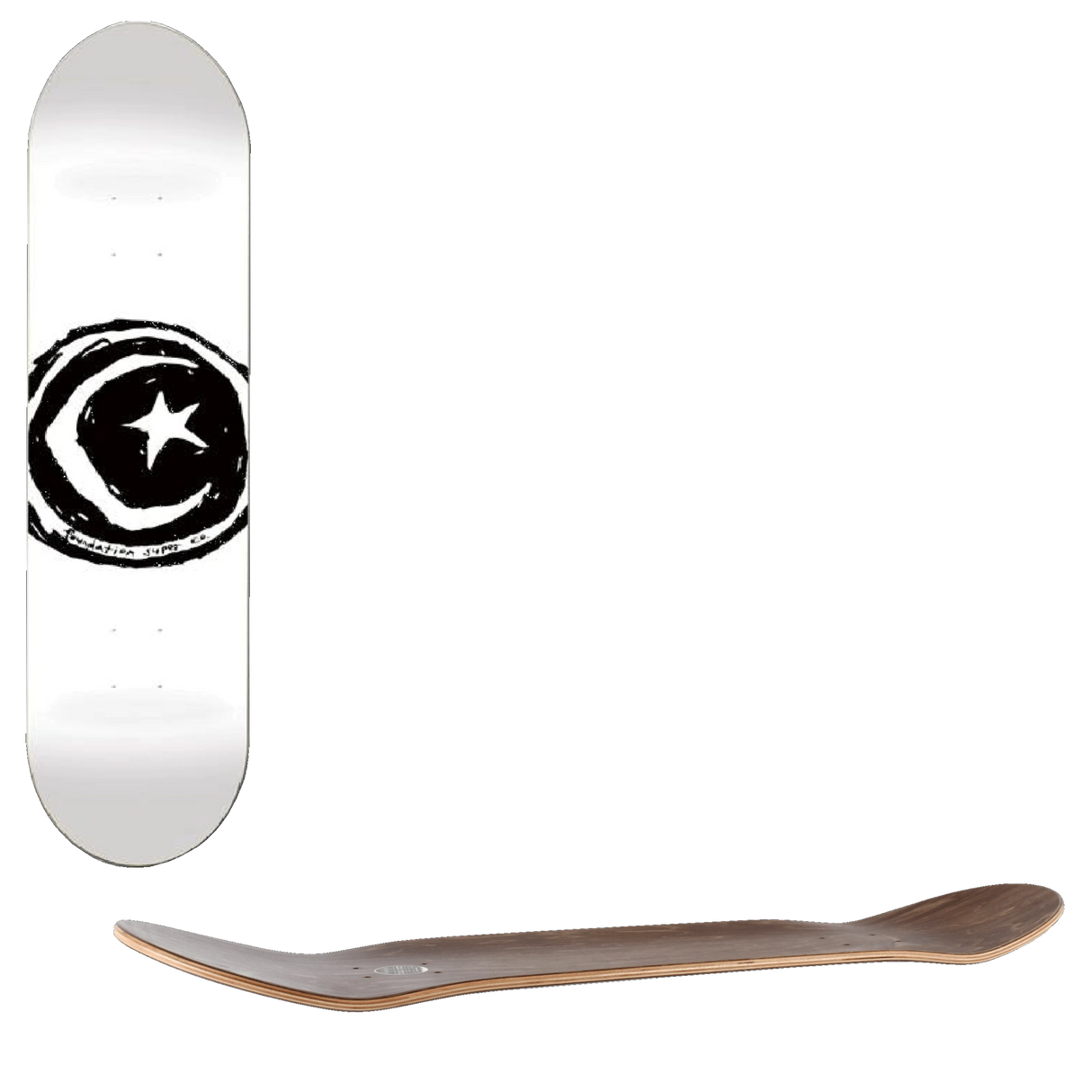 Foundation Star & Moon Skateboard Deck - White 8.25"