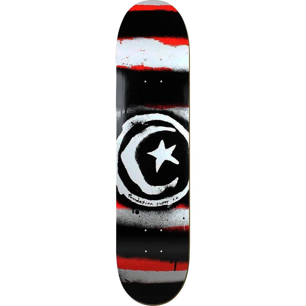 Foundation Star & Moon Skateboard Deck - Red Distressed Stripe 8"