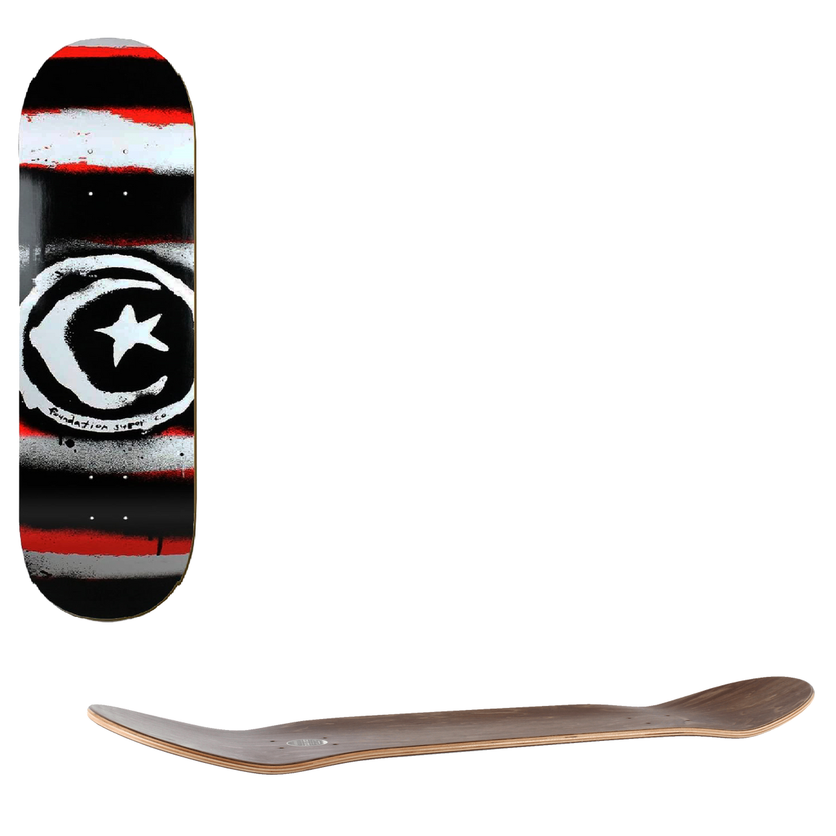Foundation Star & Moon Skateboard Deck - Red Distressed Stripe 8"