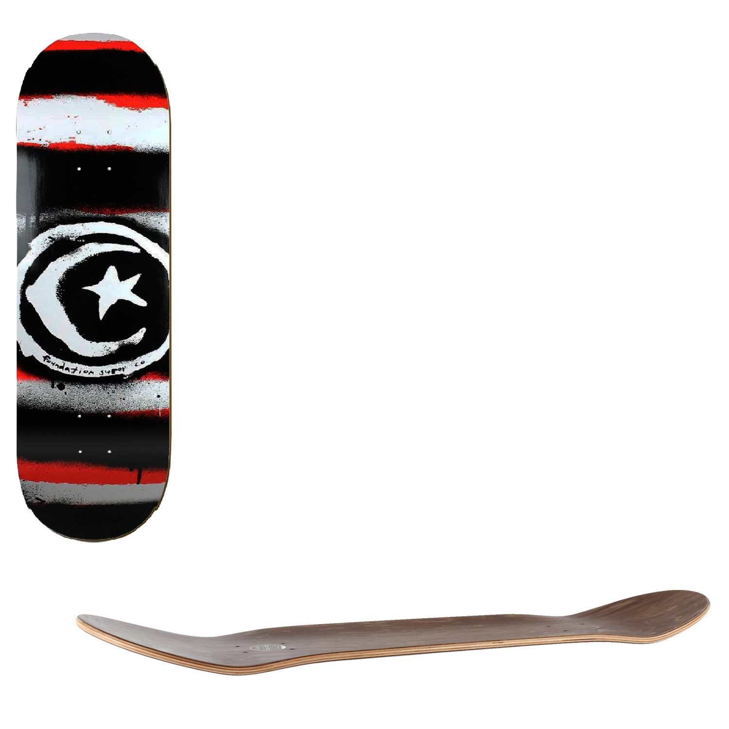 Foundation Star & Moon Skateboard Deck - Red Distressed Stripe 8"