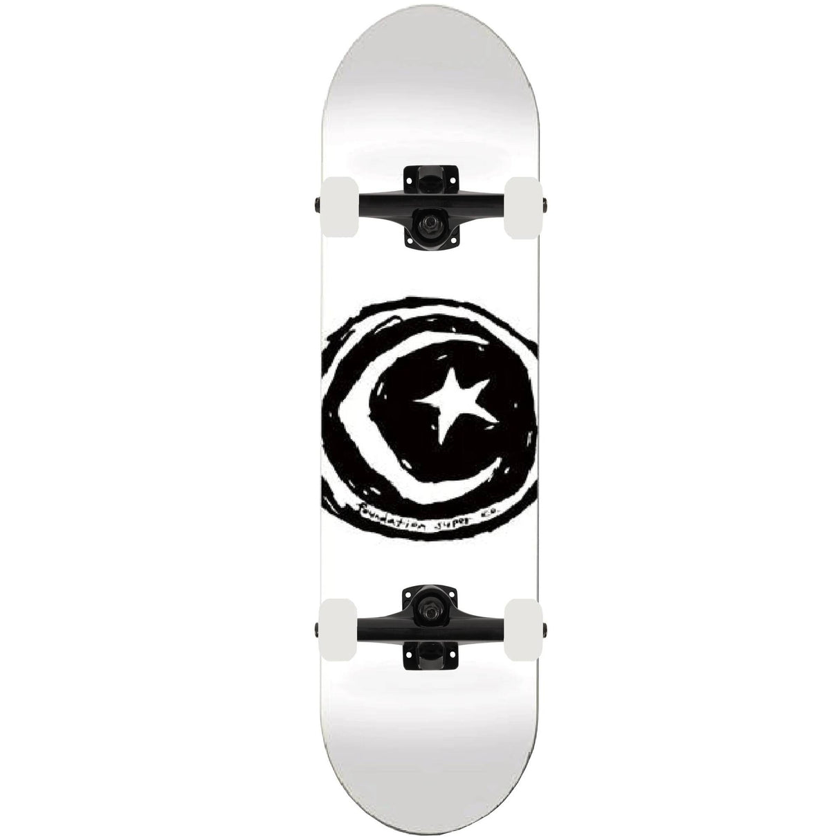 Foundation Star &amp; Moon Scribble Custom Skateboard - White 8.25''