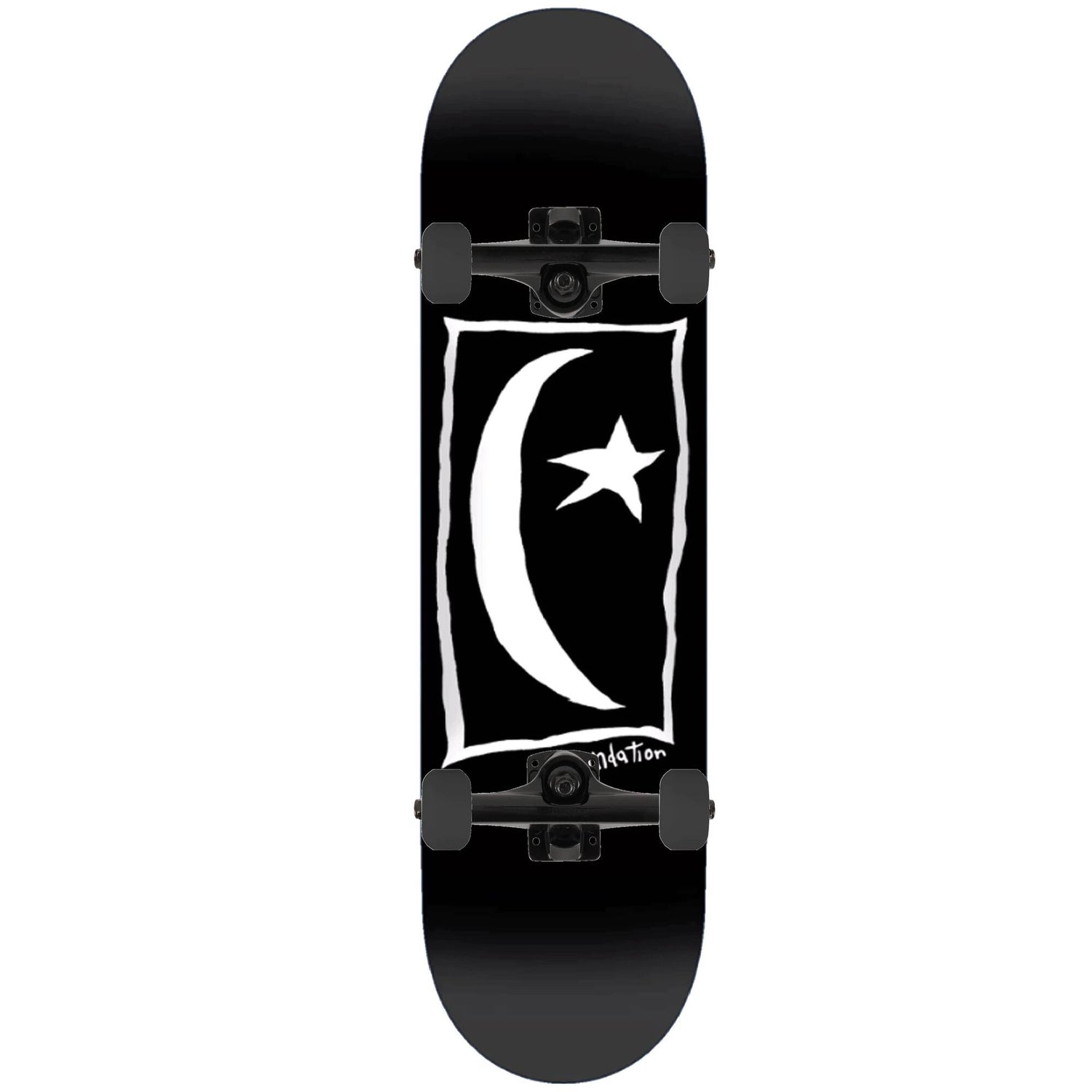 Foundation Star &amp; Moon Square Custom Skateboard - Black 8.25''