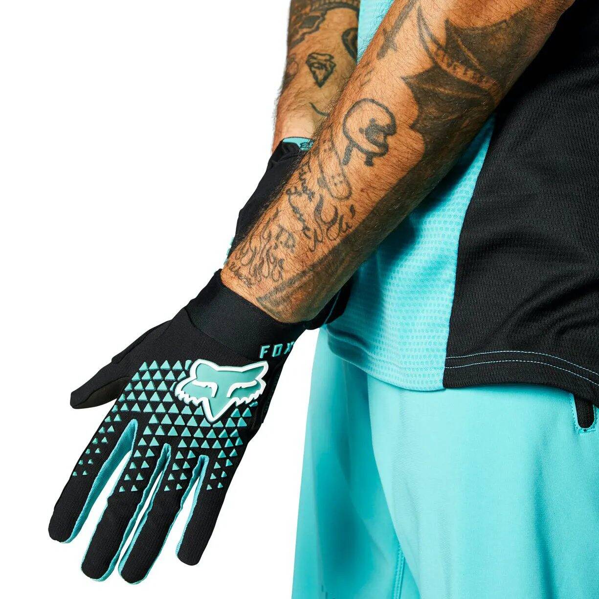 Fox Defend Protective Gloves - Teal/Black SML