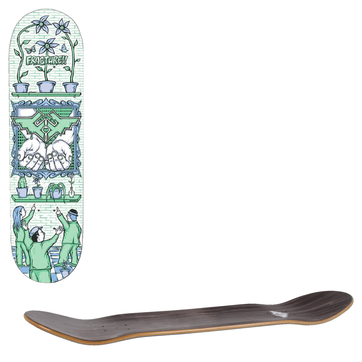 Fracture Adswarm Skateboard Deck - Green/Blue 8''