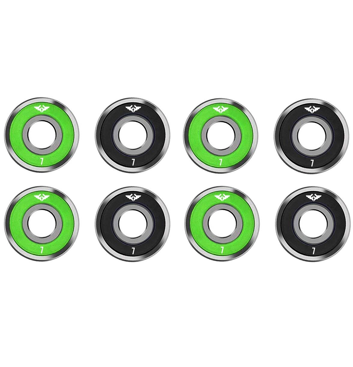 Fracture Premium Bearings ABEC 7 - Green/Black (Pack of 8)