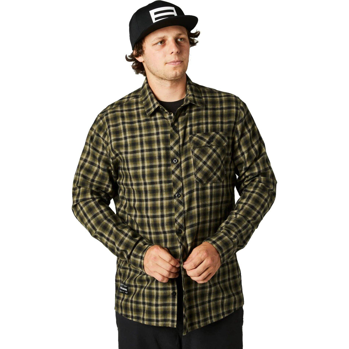 Fox Reeves Woven Long Sleeve Shirt - Olive Green XL