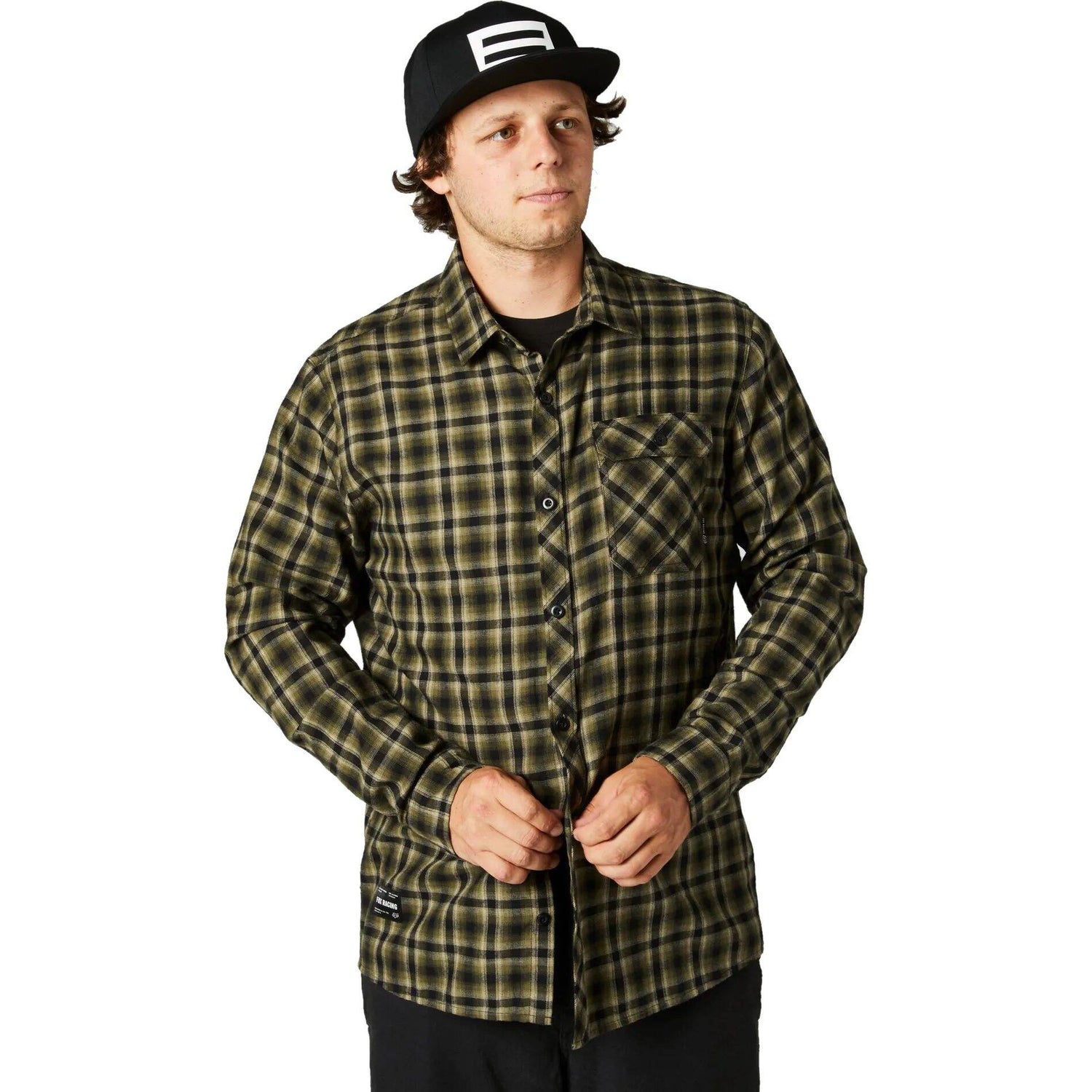 Fox Reeves Woven Long Sleeve Shirt - Olive Green XL