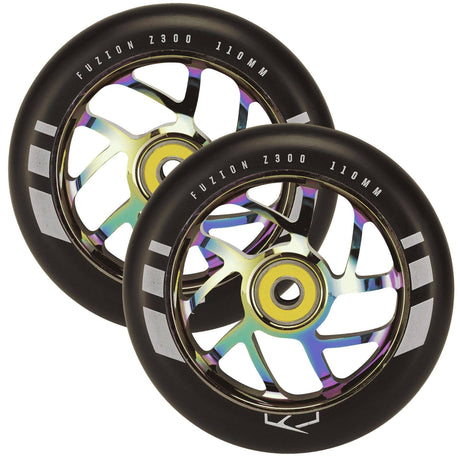 Fuzion Flight Scooter Wheels 110mm - Neochrome/Black (Pair)