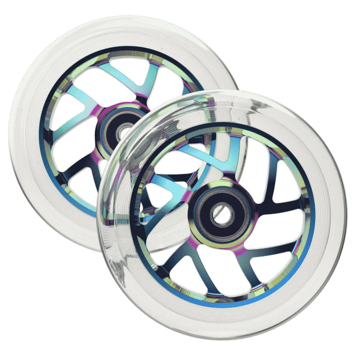 Fuzion Flight Scooter Wheels 110mm - Neochrome/Clear (Pair)