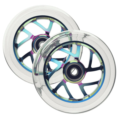 Fuzion Flight Scooter Wheels 110mm - Neochrome/Clear (Pair)