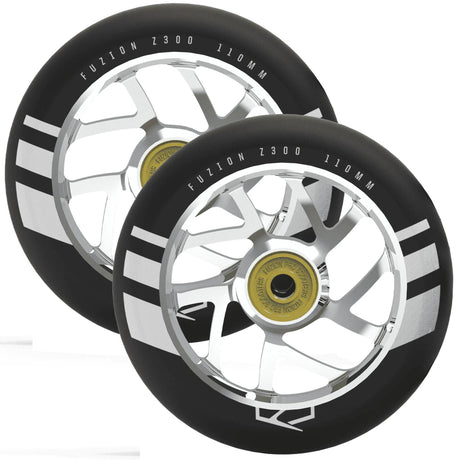 Fuzion Flight Scooter Wheels 110mm - Silver/Black (Pair)