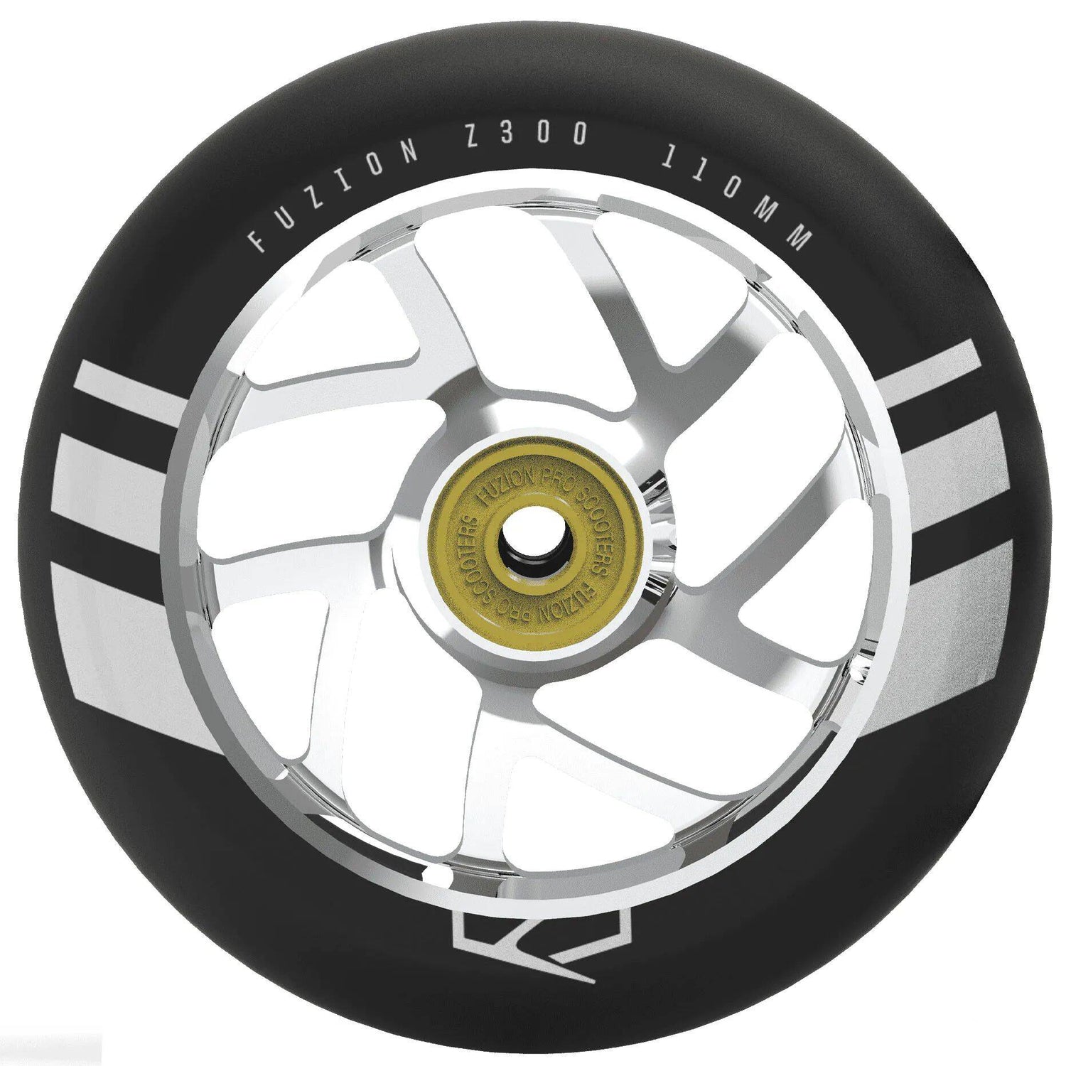 Fuzion Flight 110mm Scooter Wheels - Silver/Black (Pair)
