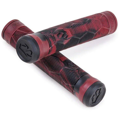 Fuzion Hex Scooter Grips - Black/Red Swirl