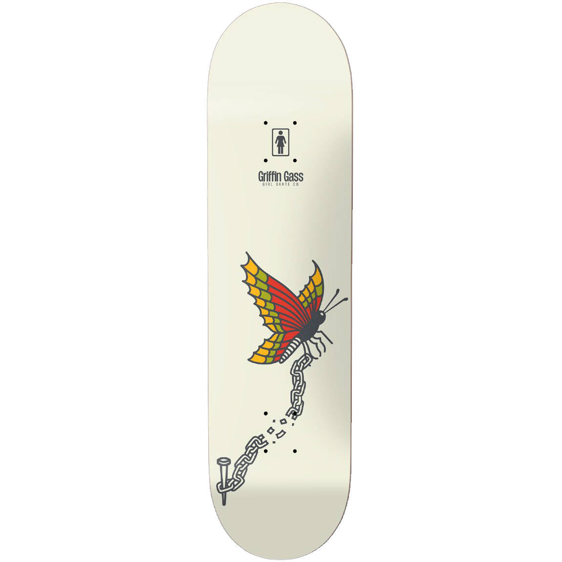 Girl Gass Break The Chain One Off Skateboard Deck 8" - White/Red