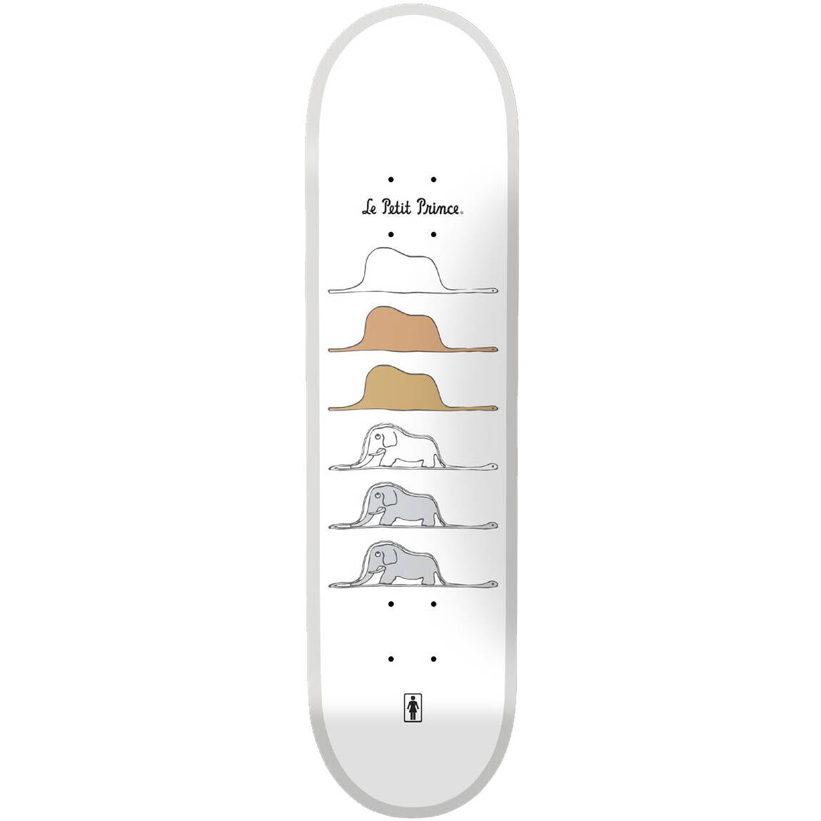 Girl Bennett Le Petit Prince Skateboard Deck - Elephants 8"