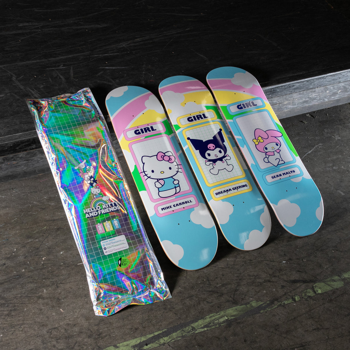 Girl Hello Kitty Rainbow Skateboard Deck - Carroll 8.5"