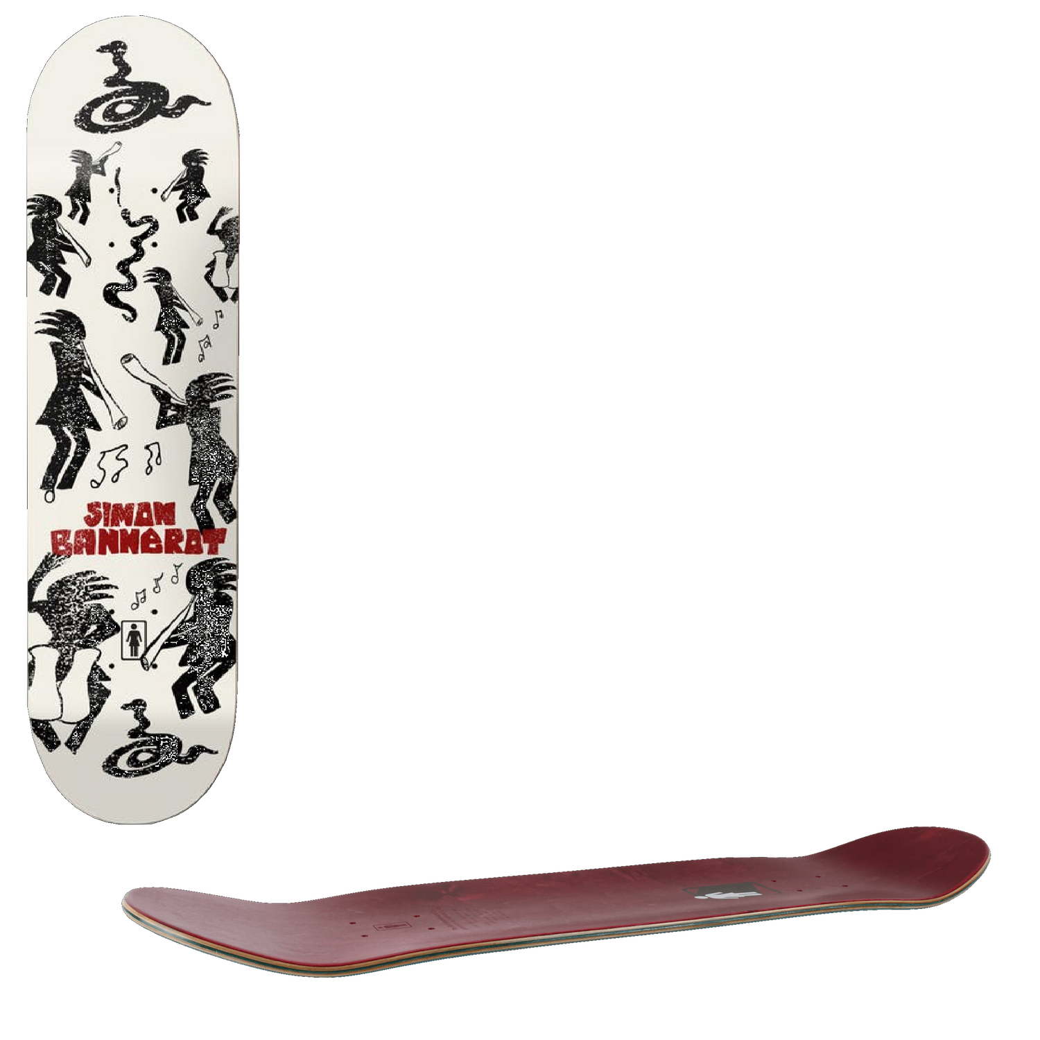 Girl Kokopelli One Off Skateboard Deck -  Bannerot 8.25''