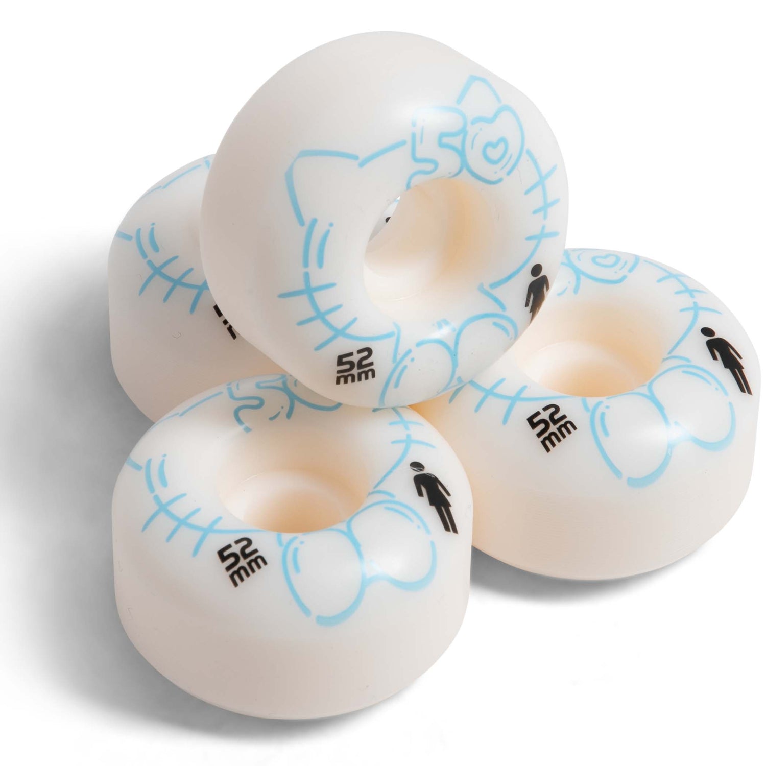 Girl x Hello Kitty 50th Anniversary Skateboard Wheels - White 52mm