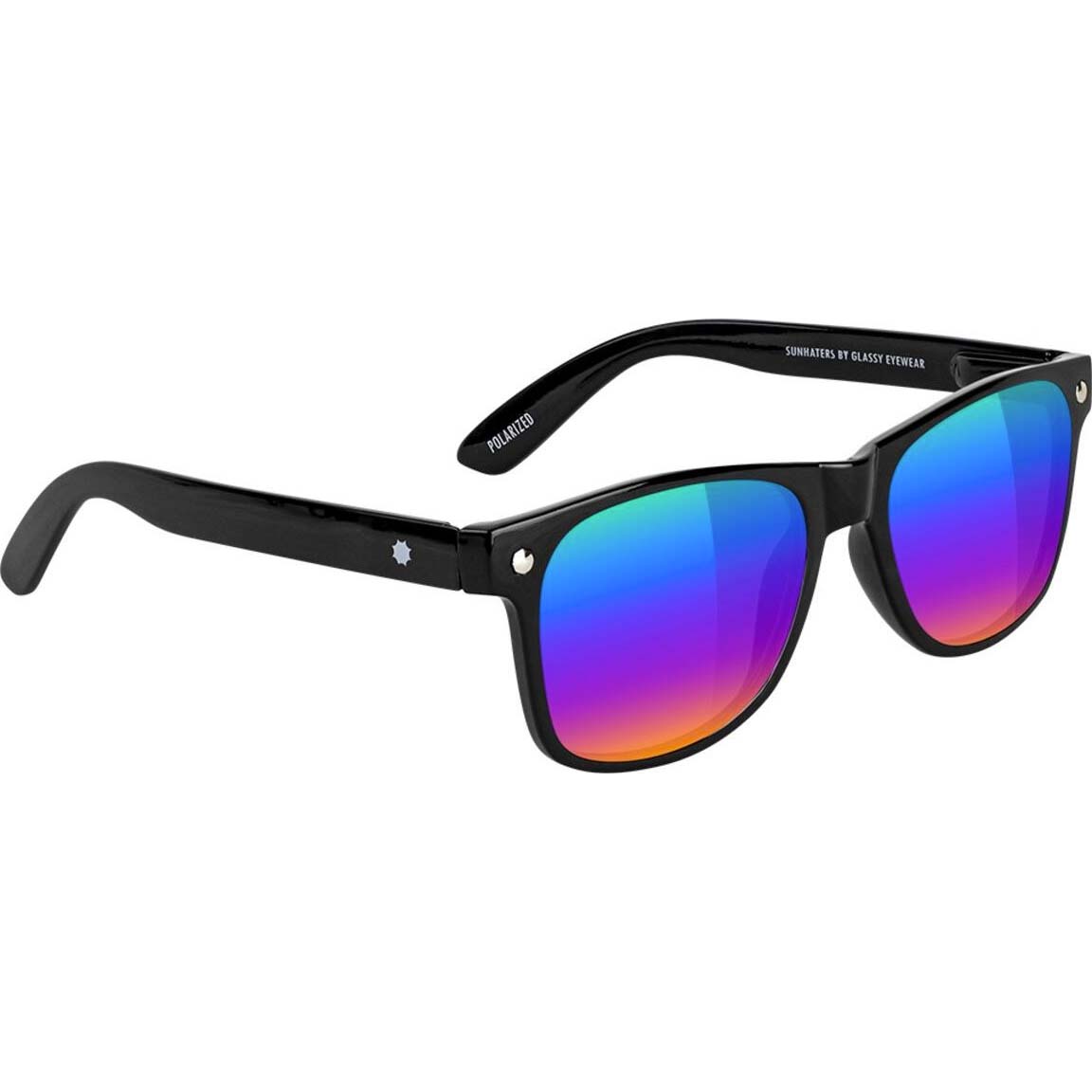 Glassy Leonard Polarised Sunglasses - Black/Colour Mirror