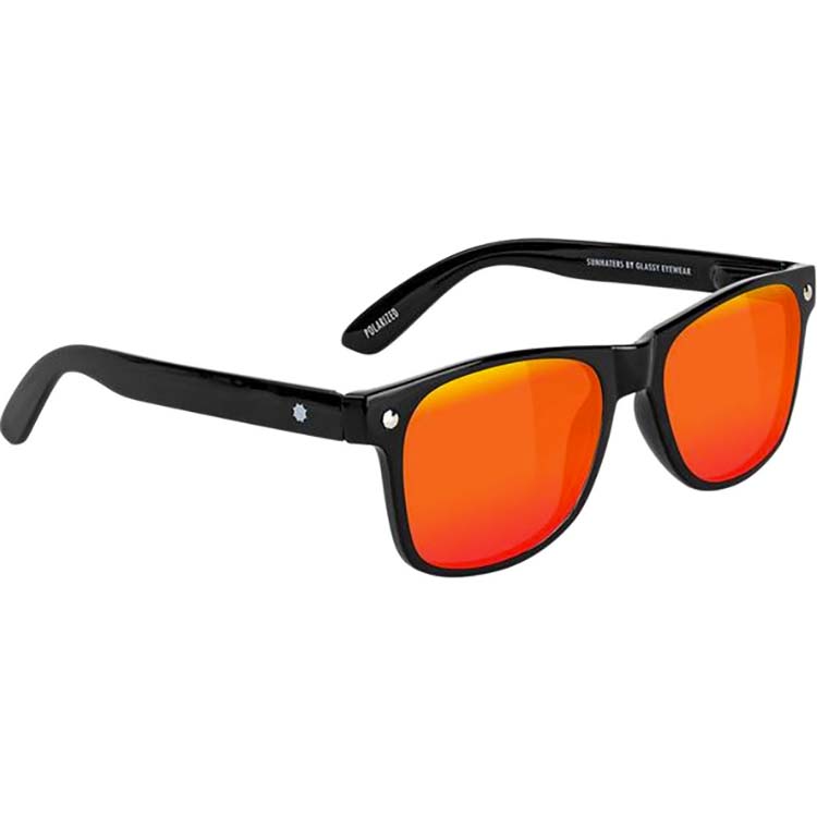 Glassy Leonard Polarised Sunglasses - Black/Red Mirror