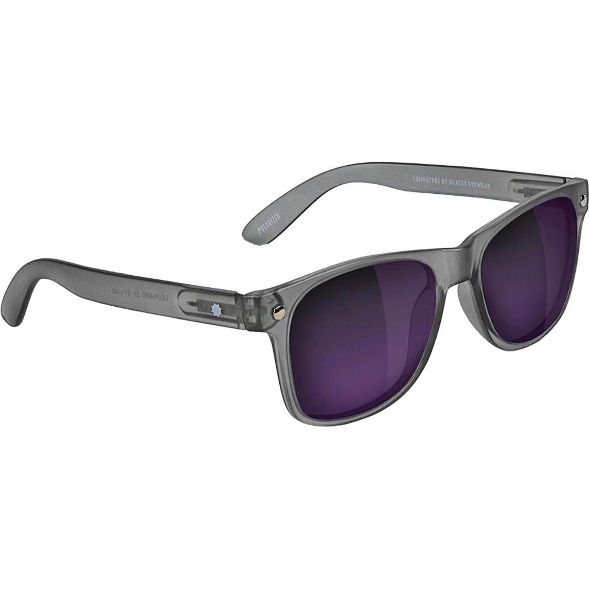 Glassy Leonard Polarised Sunglasses - Matte Dark Grey/Purple Mirror