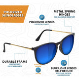 Glassy Sierra Sunglasses - Black/Gold/Blue Mirror