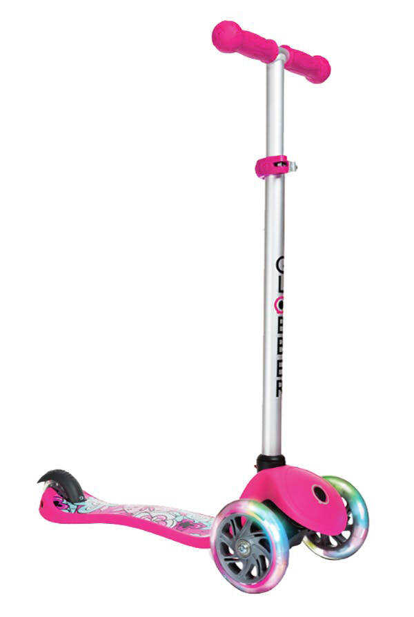 Globber My Free Primo Fantasy Lights Complete Scooter - Big Flower Neon Pink