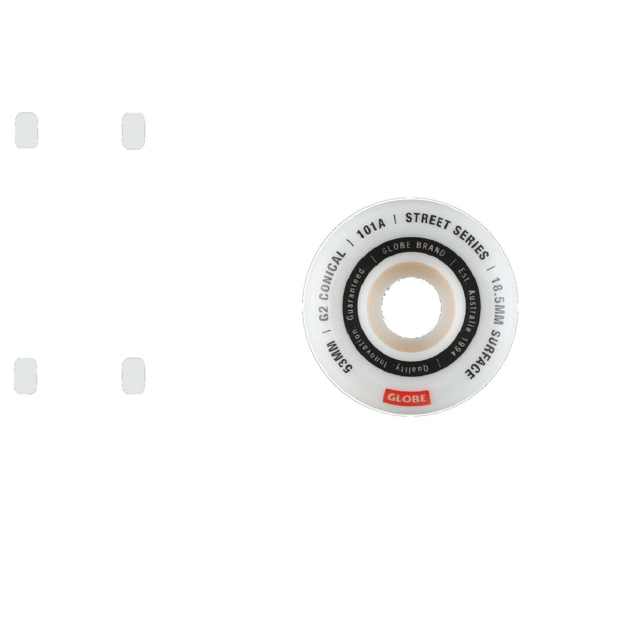 Globe G2 Conical Street Skateboard Wheels - White 53mm