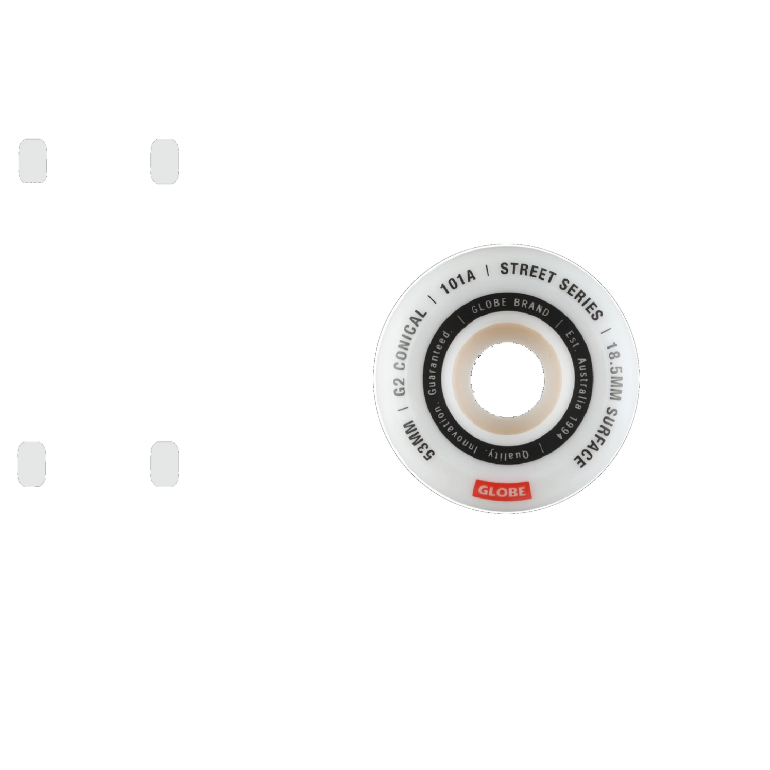 Globe G2 Conical Street Skateboard Wheels - White 53mm