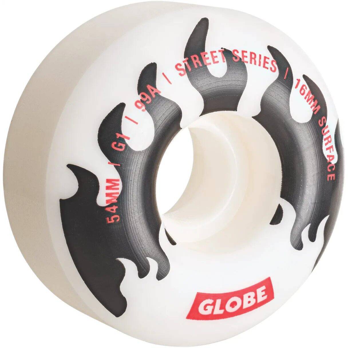 Globe G1 Street Skateboard Wheels - White/Black/Flames 54mm