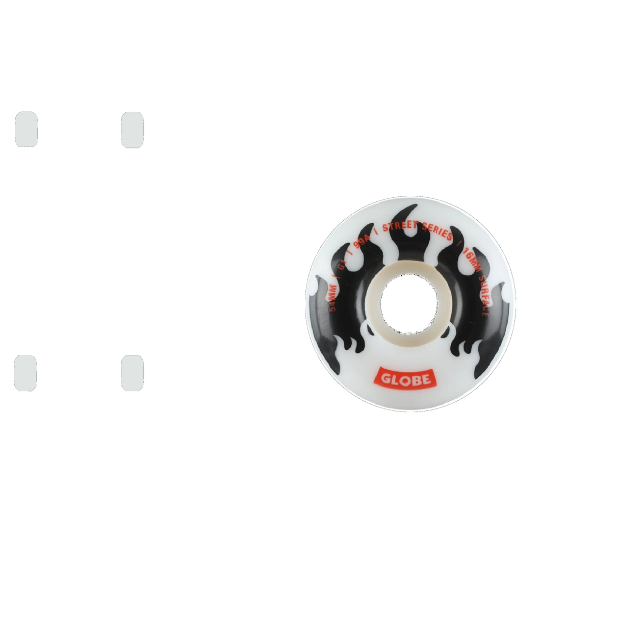 Globe G1 Street Skateboard Wheels - White/Black/Flames 54mm