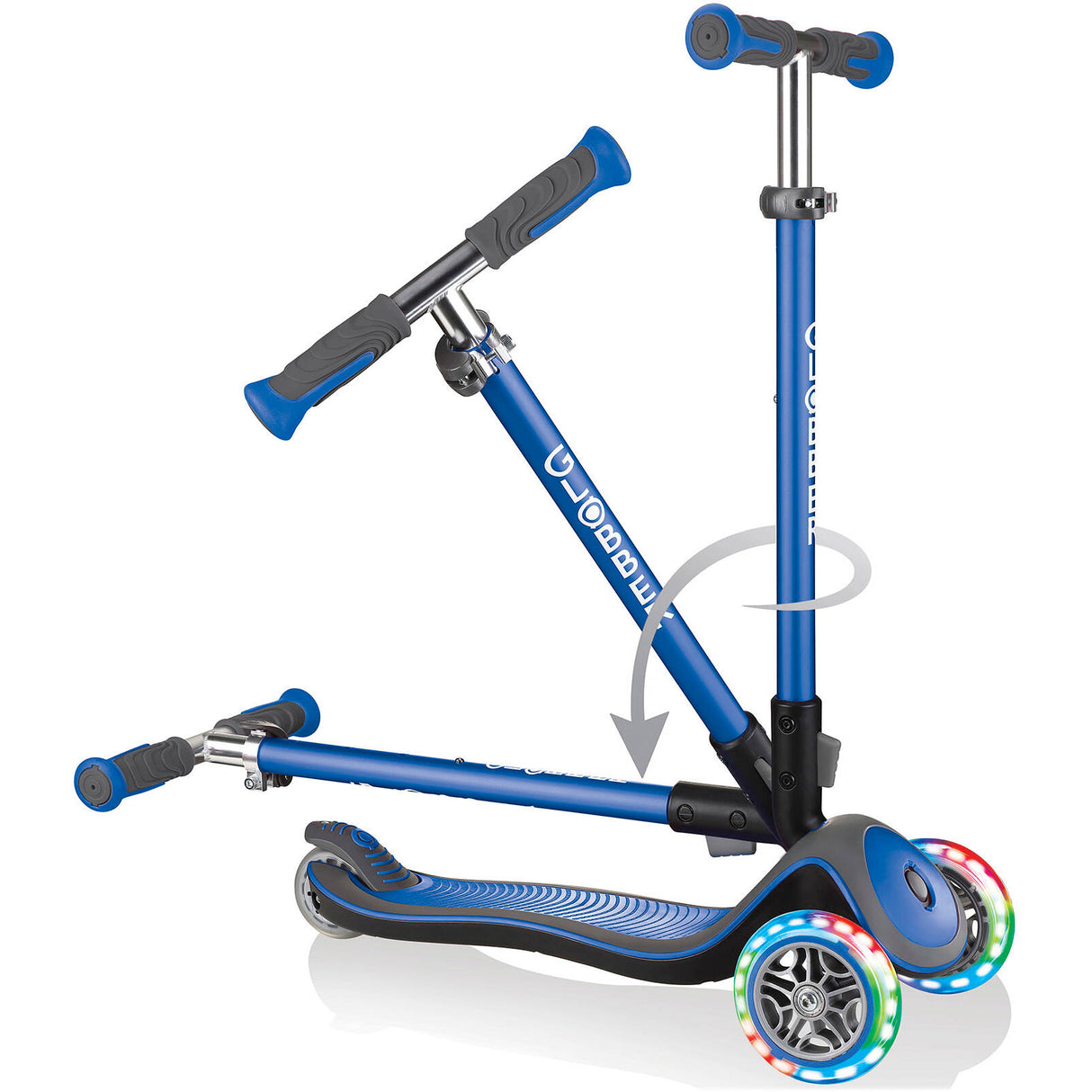 Globber Elite Deluxe Lights Light-Up Complete Scooter - Navy