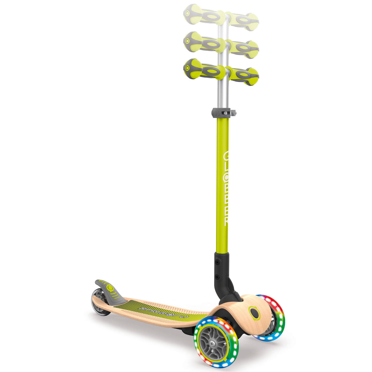 Globber Primo Foldable Wood Lights Scooter - Lime Green