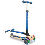 Globber Primo Foldable Wood Lights Scooter - Navy Blue