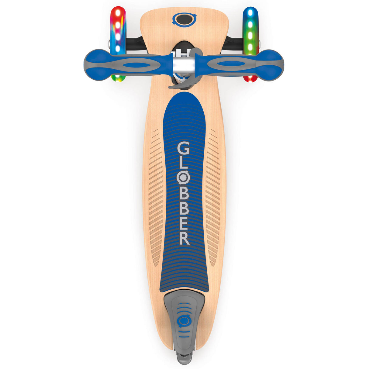 Globber Primo Foldable Wood Lights Scooter - Navy Blue