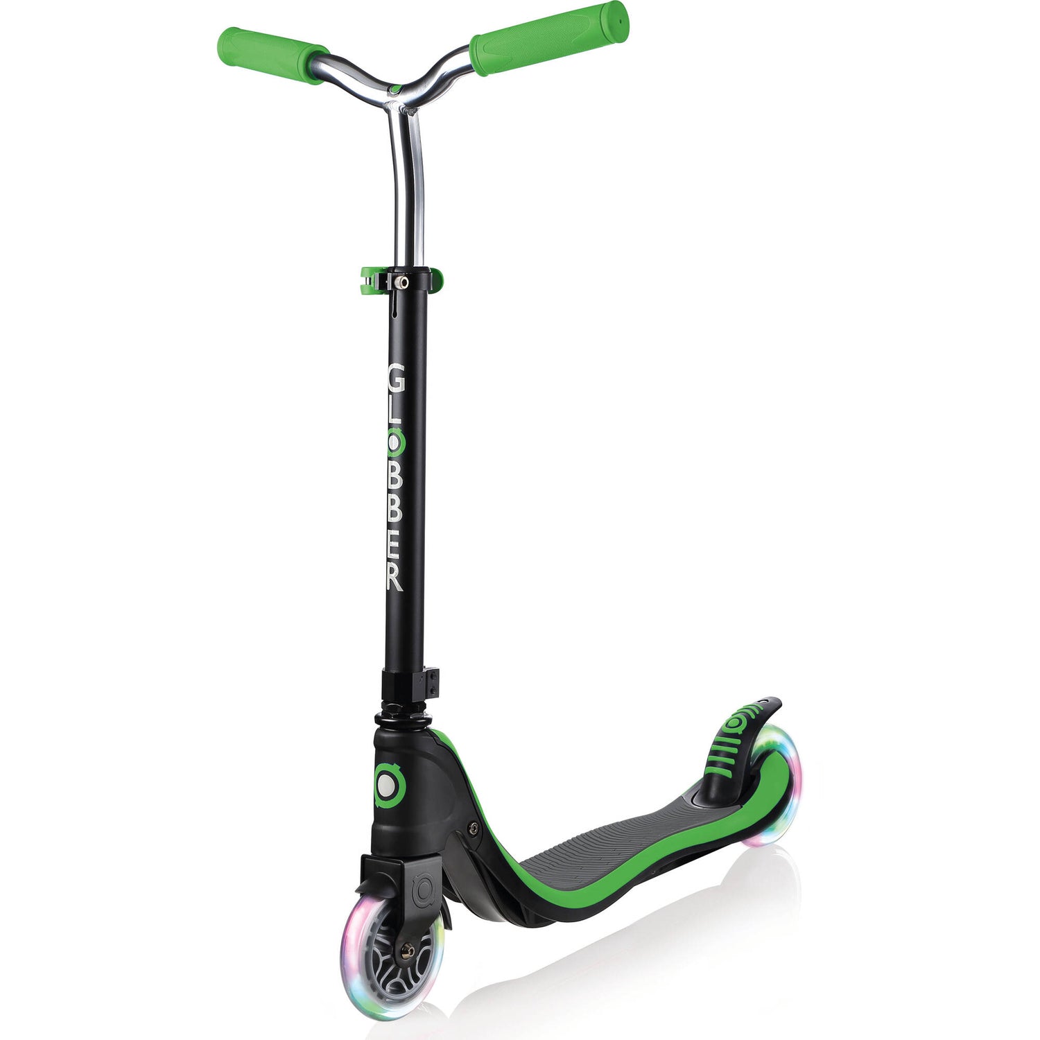 Globber Flow 125 Lights Complete Scooter - Black/Neon Green