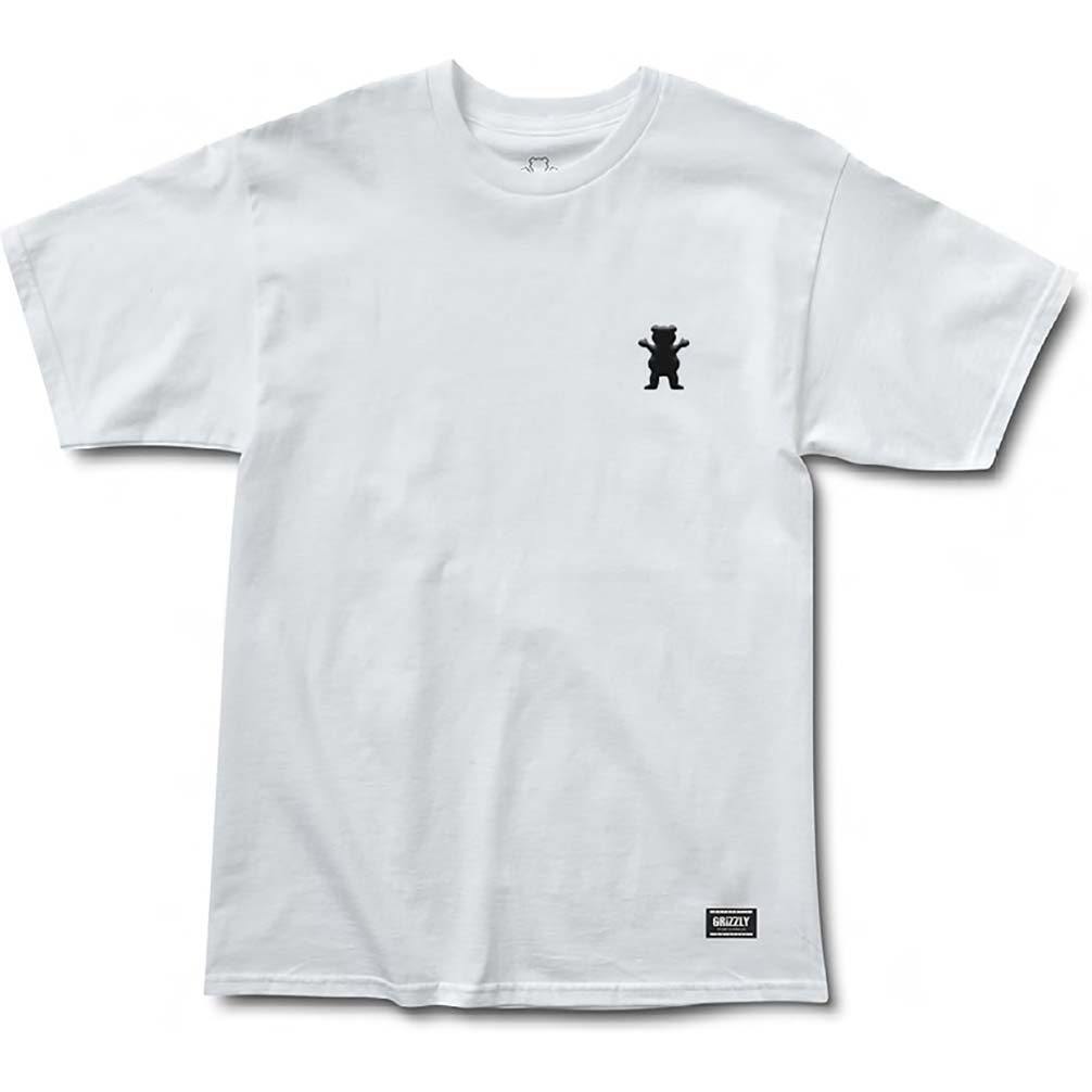 Grizzly Embroidered OG Bear T Shirt - White/Black