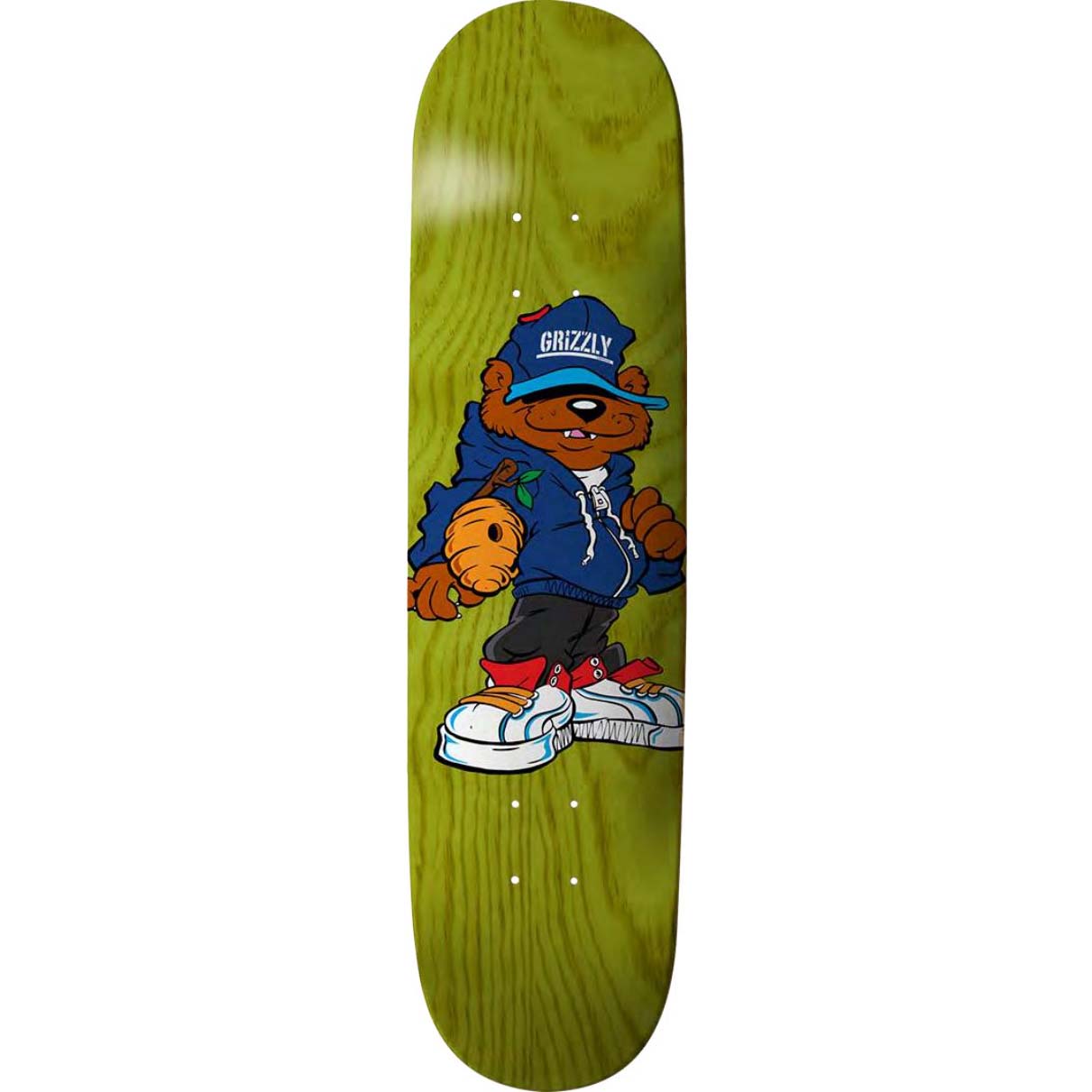 Grizzly Nothing But Net Skateboard Deck - Green 8"