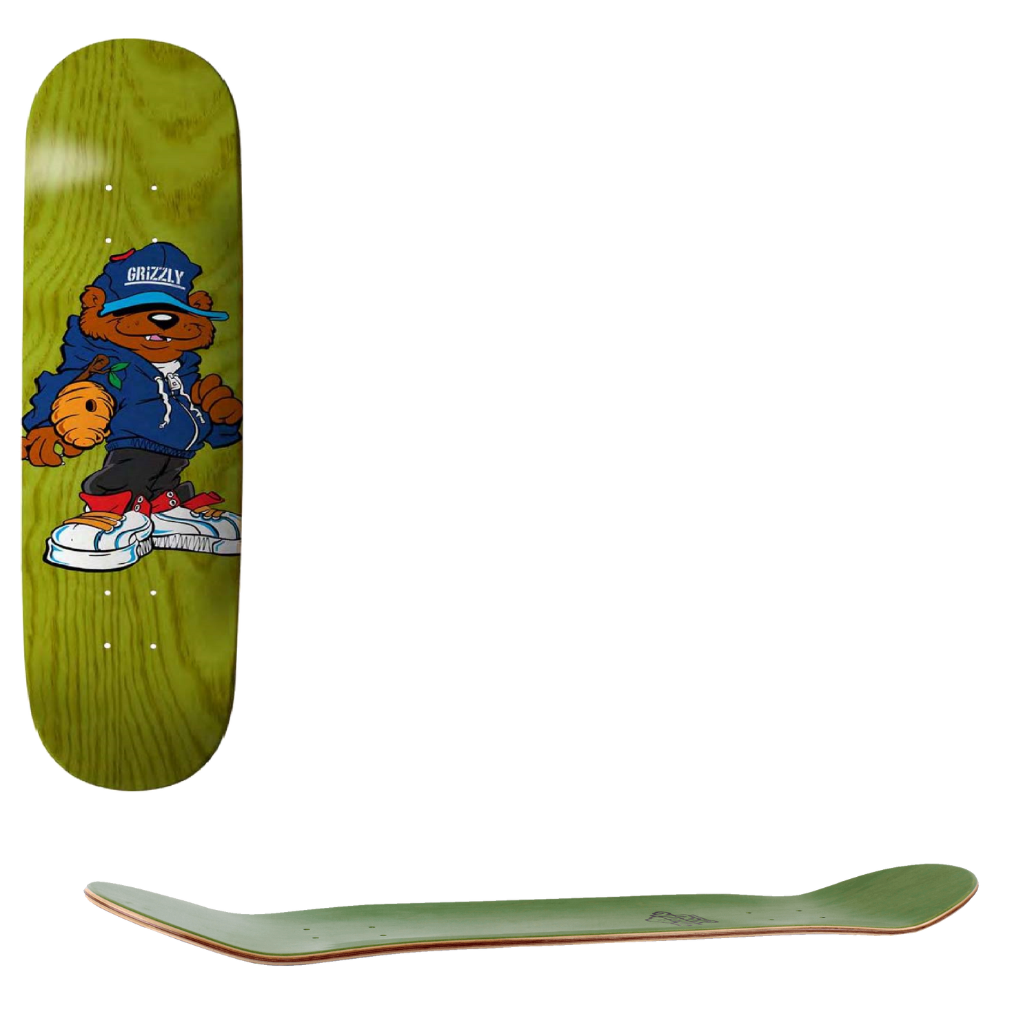 Grizzly Nothing But Net Skateboard Deck - Green 8.25"