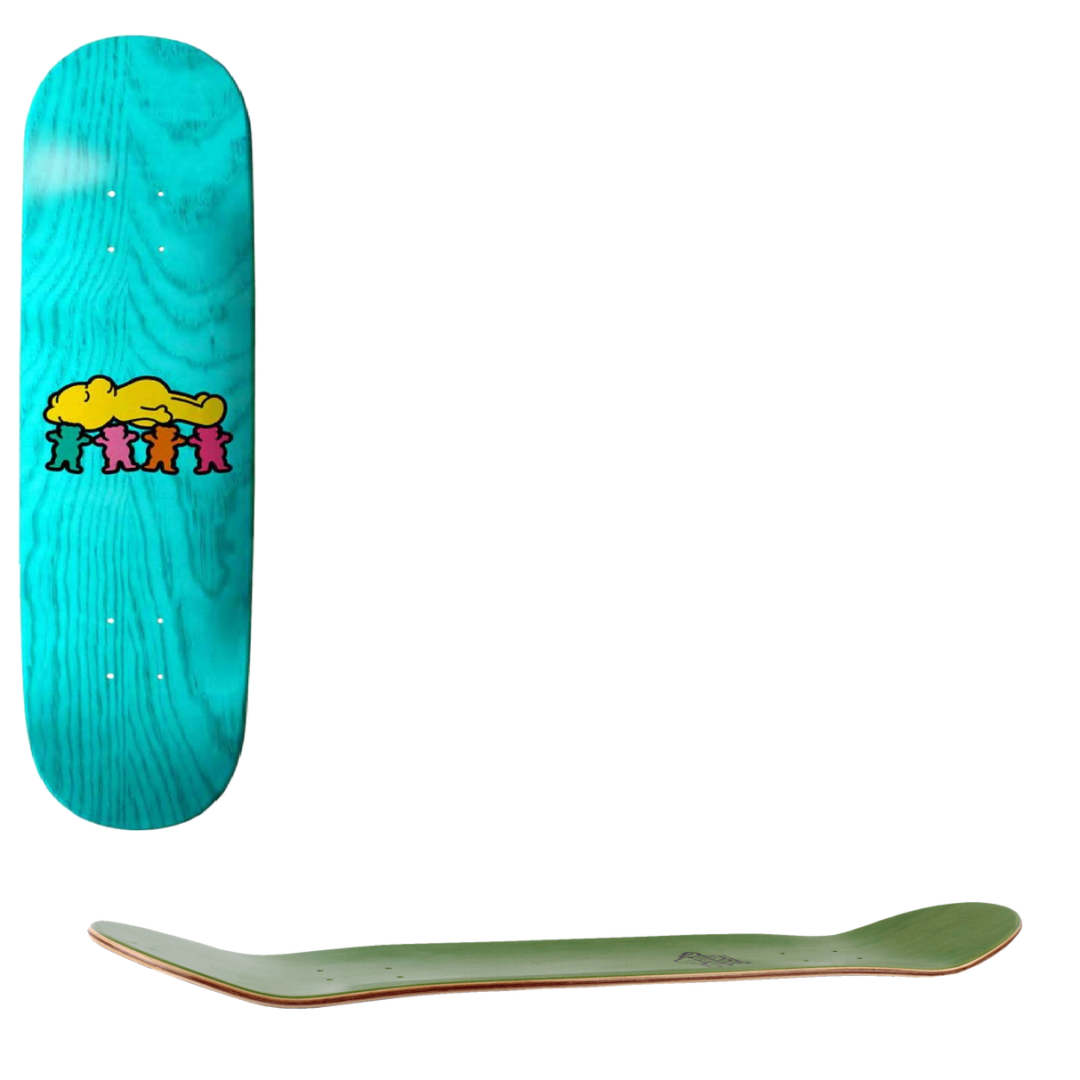 Grizzly Sleepy Time Skateboard Deck - Blue 8"