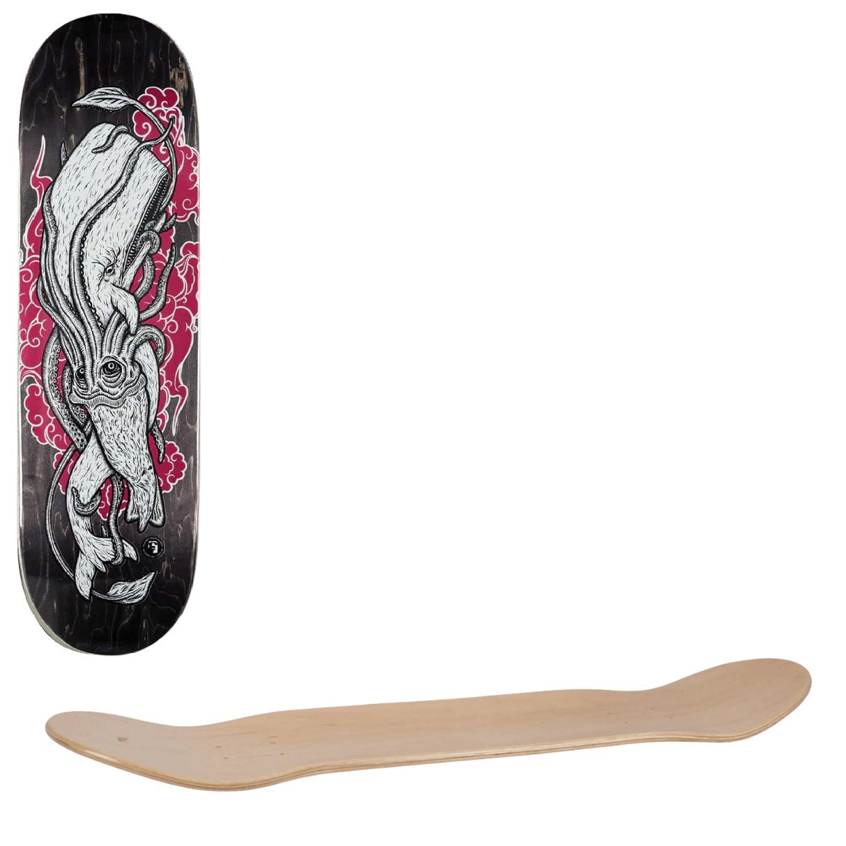 Heathen Moby Vs Kraken Skateboard Deck 8.375"